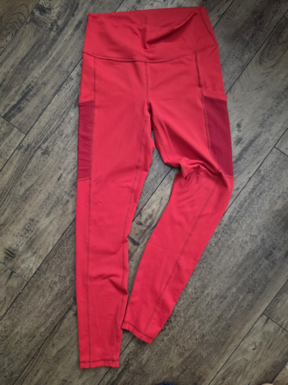 Fabletics High-Waist Red Leggings with Side Panels